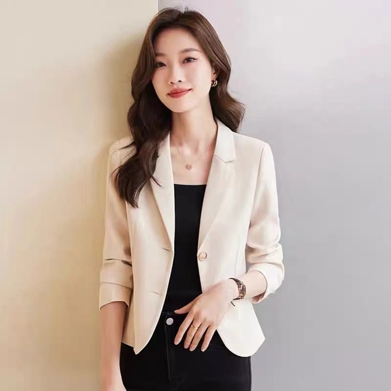 polo cardigan wanita fit body lengan panjang elegant kekinian formal putih korea style