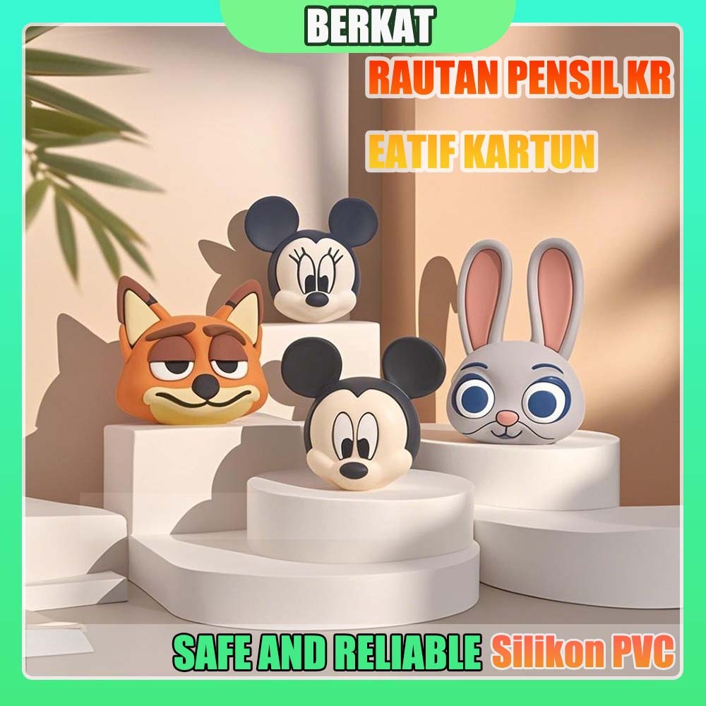 

Silikon Tiga Dimensi Kartun Pencil Sharpener PVC Anak Rautan Pensil Rautan Pensil Lucu Pengserut Pensil Putar