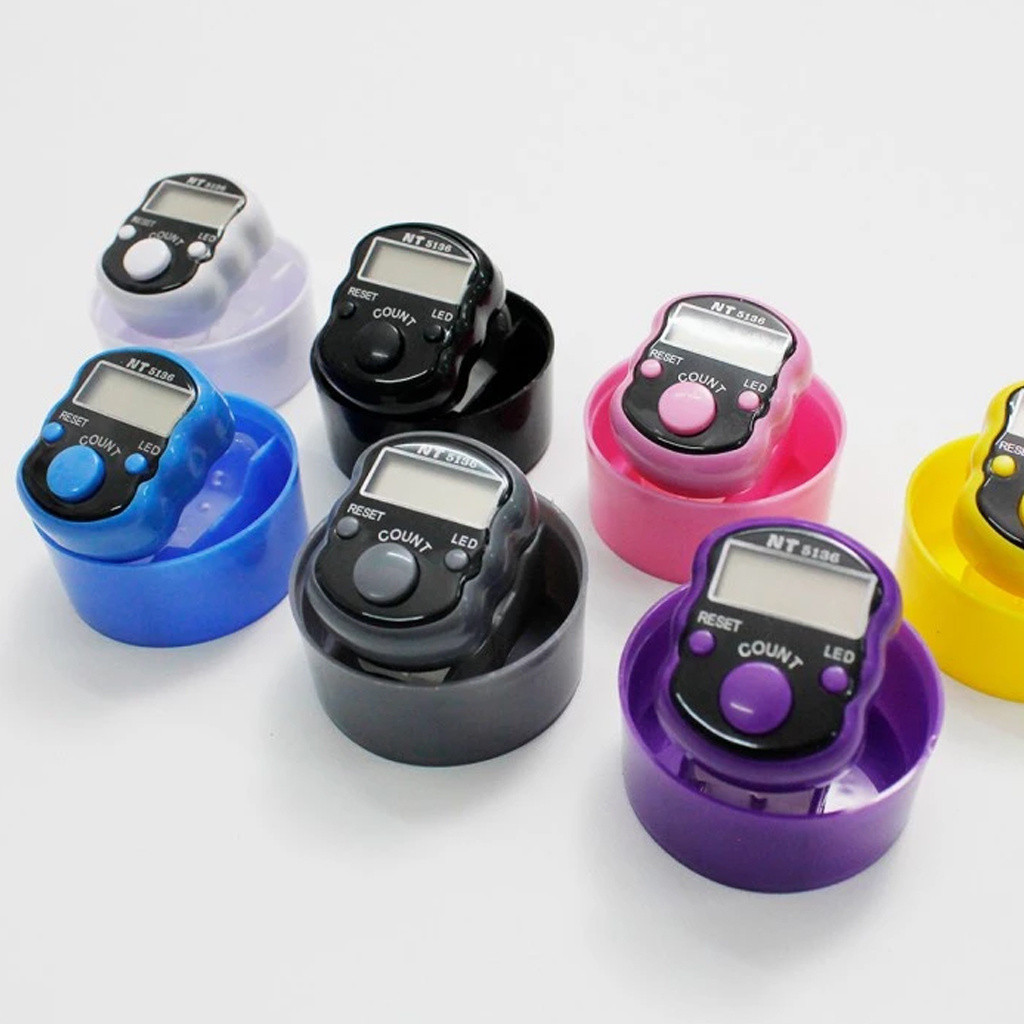 TrendyStuff.id  Tasbih Digital LED Mini Alat Hitung Jari Free Kotak Model Bulat R1188