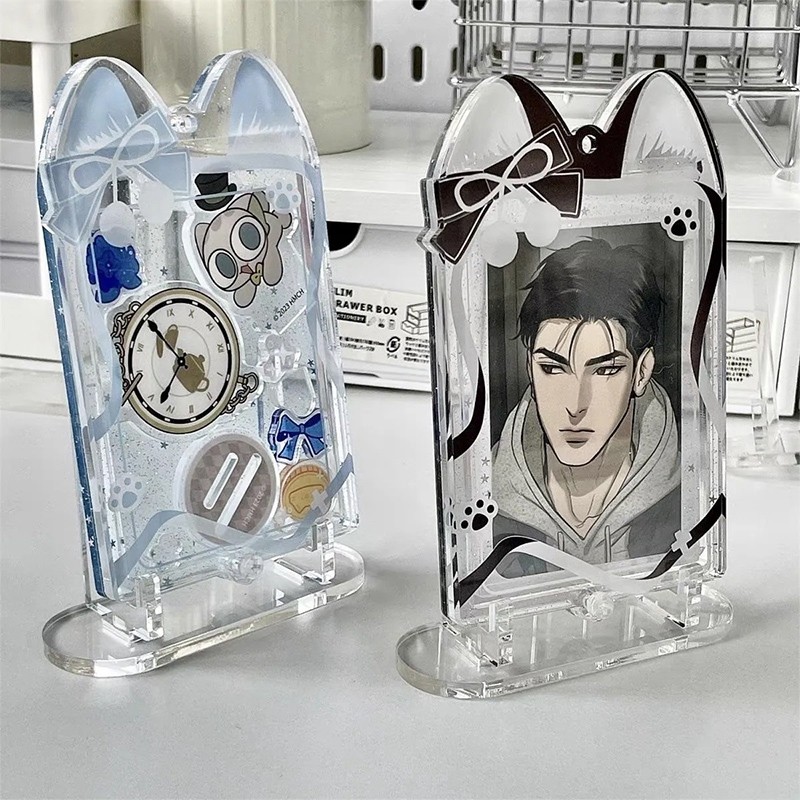 

Transparent Acrylic Display Stand Kpop Idol Badge Desktop Display Holder Acrylic Badge Card Holder Photocard Frame Decoration ﻿