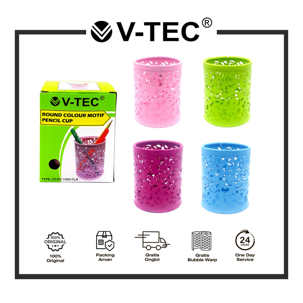 

V-TEC PENCIL CUP BULAT / KOTAK MOTIF VT-PC 1506 / 1507 COLOR