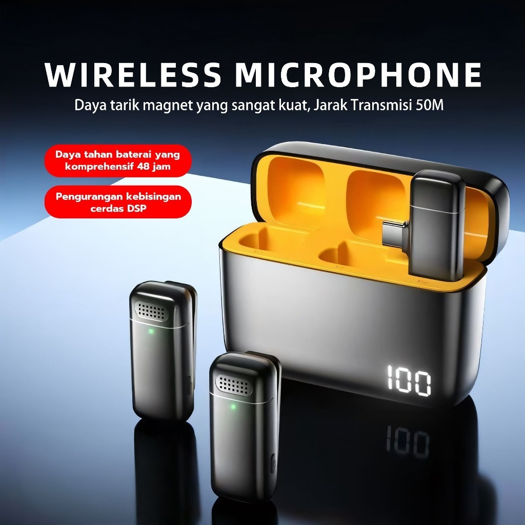 Mikrofon Mini LM03/LM04 Mikrofon Nirkabel Bluetooth Tipe Lavalier, Tidak Perlu Kabel Ponsel Mikrofon