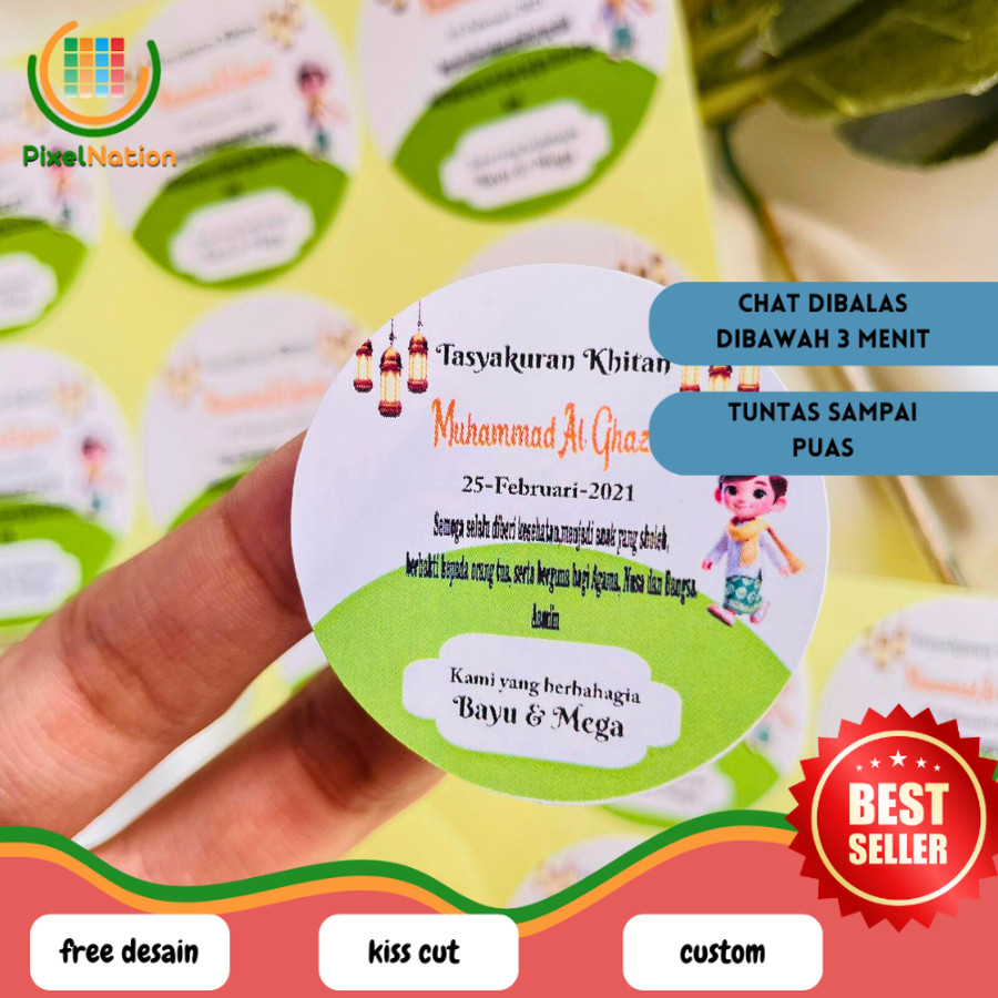 

PiNat 2-6 STIKER LABEL CHROMO TASYAKURAN KHITAN SYUKURAN WALIMATUL KHITAN