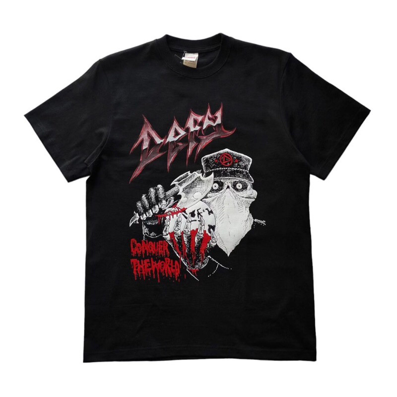 Tshirt Band DEFY HC - CONQUER THE WORLD kaos Moshfit Kaos Band defy hc Beatdown Black unisex