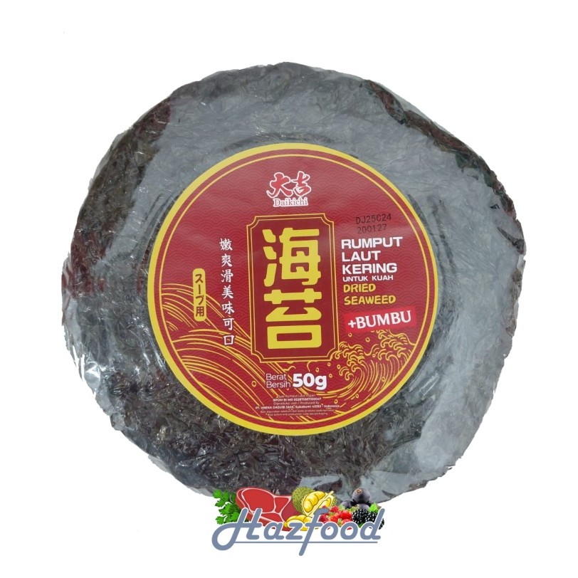 

Daikichi Dried Seaweed / Rumpu Laut Kering Bulat + Bumbu - 50 Gram
