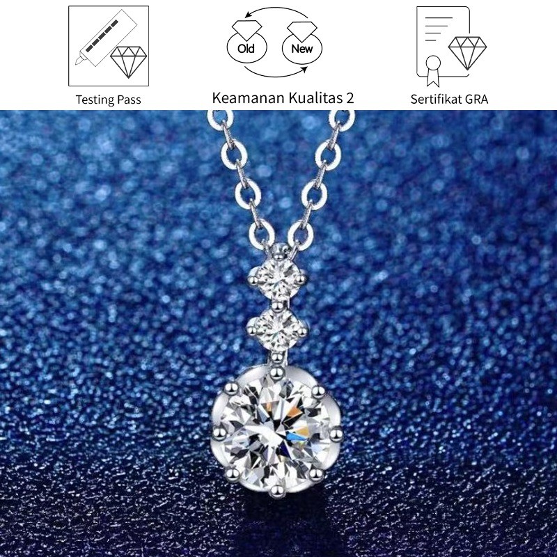SikRoad Kalung Bunga Moissanite Platinum PT950 2 Karat