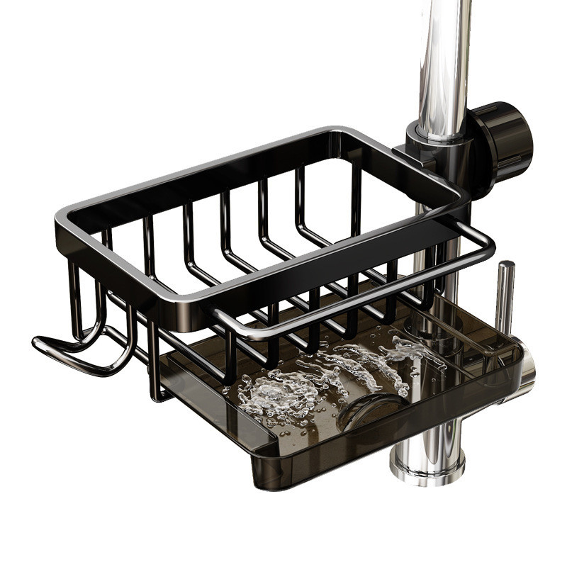 Kitchen Sink Faucet Organizer, Dish Sponge Holder for Kitchen Sink, Adjustable Over Faucet for 0.7-1