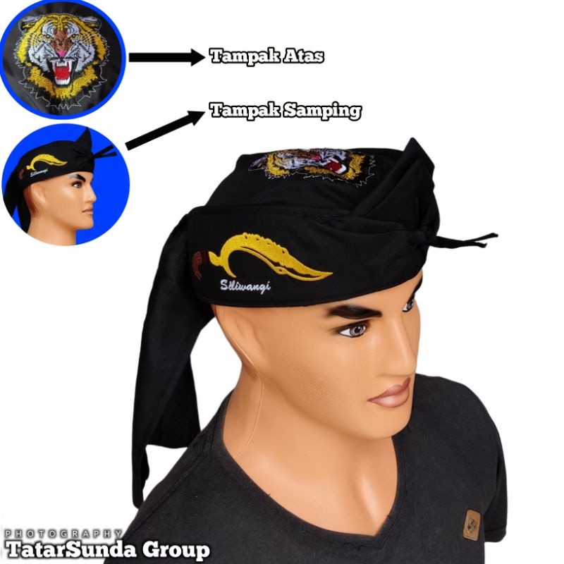 ORIGINAL Bordir Macan Siliwangi Full Blangkon Udeng Totopong Hitam Dewasa ay-97