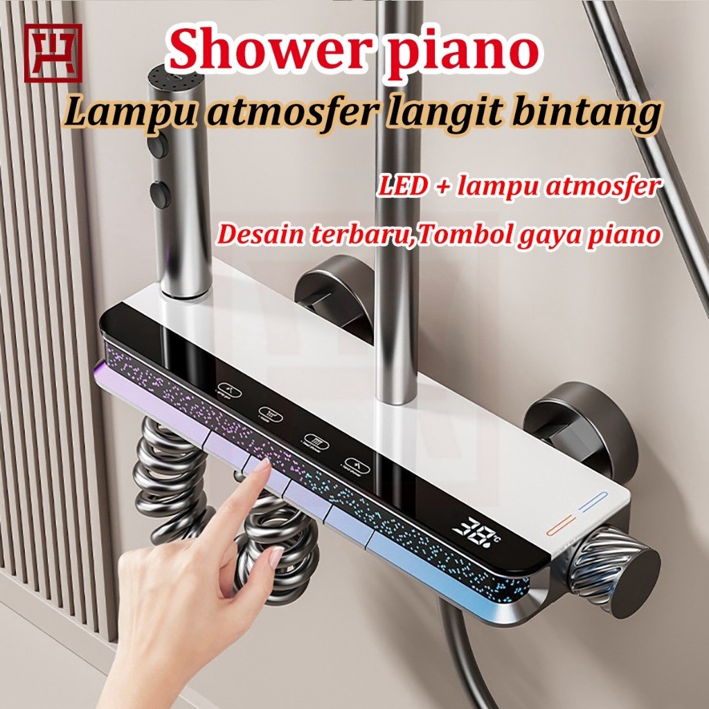 Shower kamar mandi satu set + keran shower + set shower bathtub stainless steel - set batang shower 