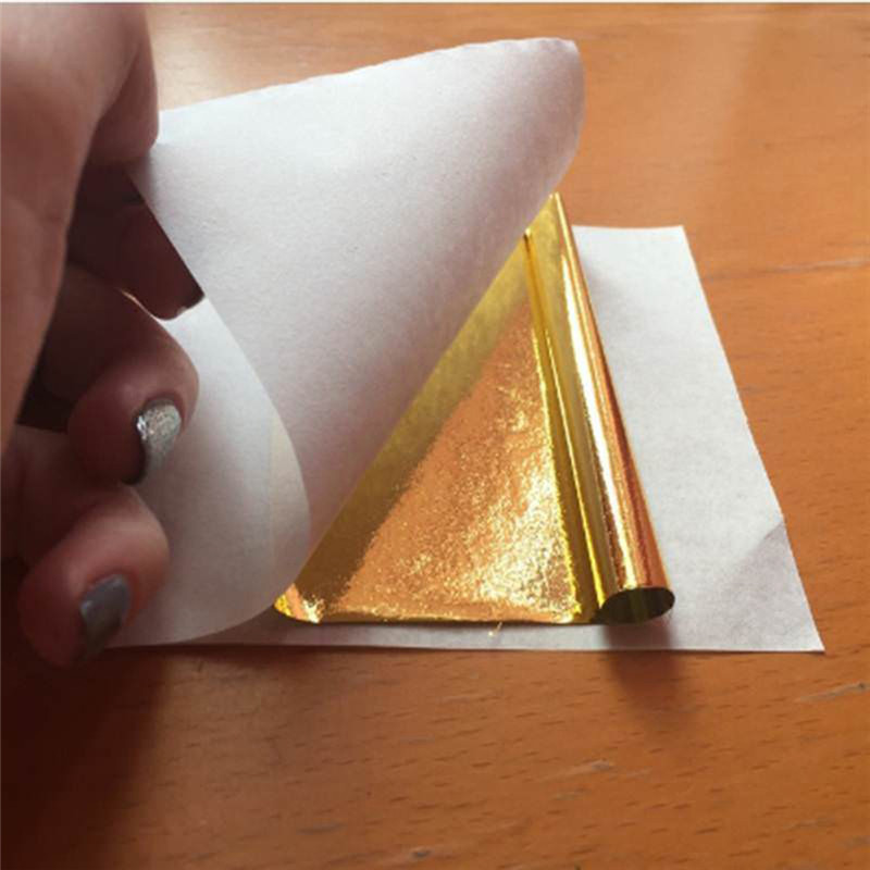 

100PCS 24K Gold Leaf Gold Foil Paper Sheets For home Decoration Arts Crafts Paper Home Silver Gold Foil Gilding