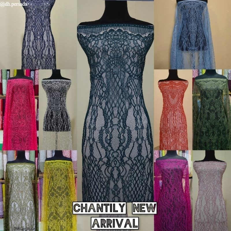 Kain Brokat Chantilly, Brokat Chantily lace panel, Santily bahan kebaya