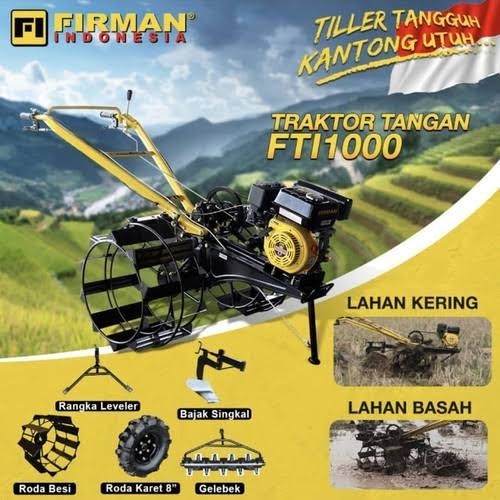 Traktor Bajak Sawah FIRMAN FTI 1000 + Mesin Penggerak FGE200HD