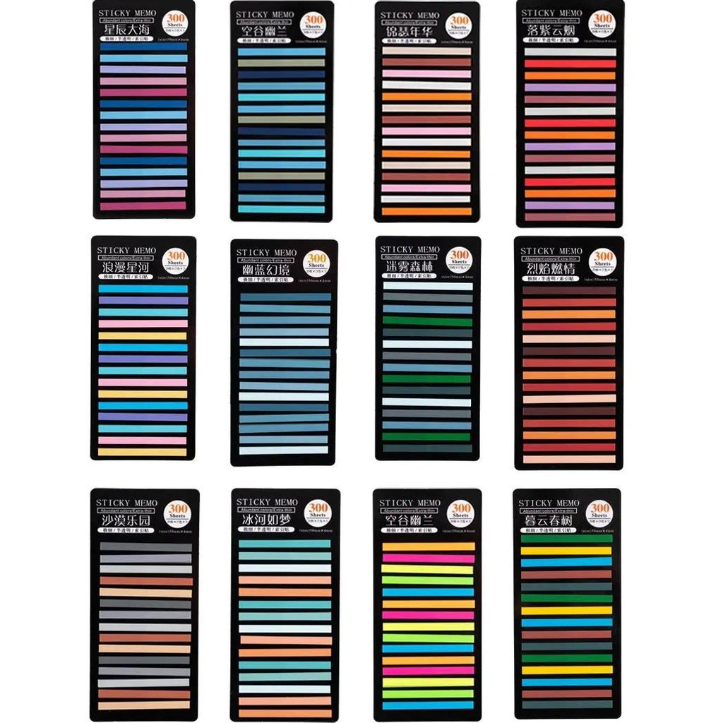 

300 Sheets Colorful Practical Index Sticky Notes Thin Tags Memo Bookmark Stickers Label Office Students Book Reading Marking