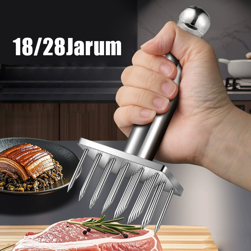 Palu jarum lezat (18/28 jarum) Alat Tusuk Tusukkan Tusukan Daging Besi Baja Tahan Karat PSP