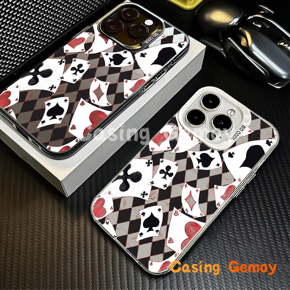 Kartu Remi Hitam-merah Compatible For IPhone Casing Ponsel,11 12 13 14 15 IPhone15 14 13 12 11 Pro M