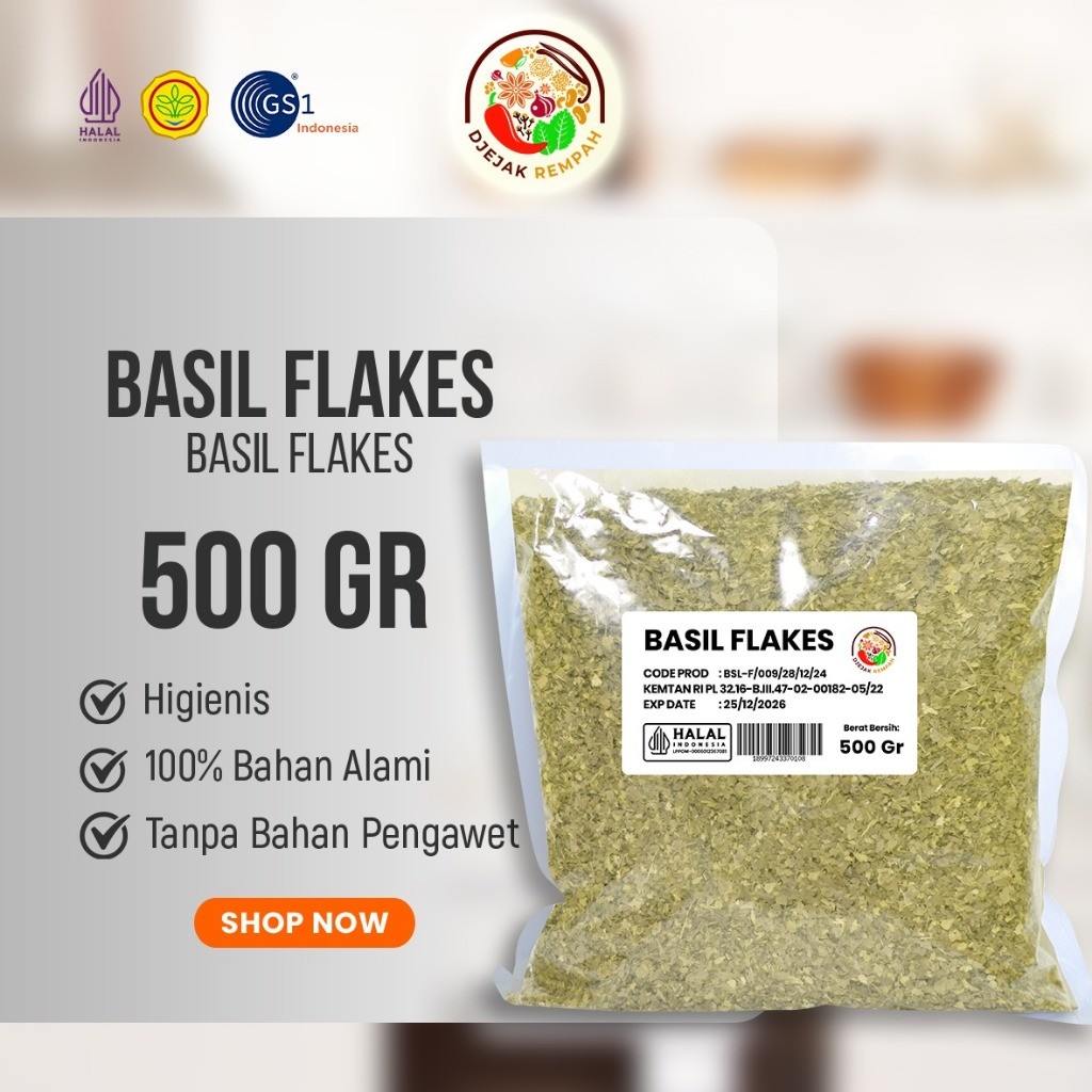 

Basil Flakes Leaves Premium (Kemasan 100 Gr - 500 Gr)