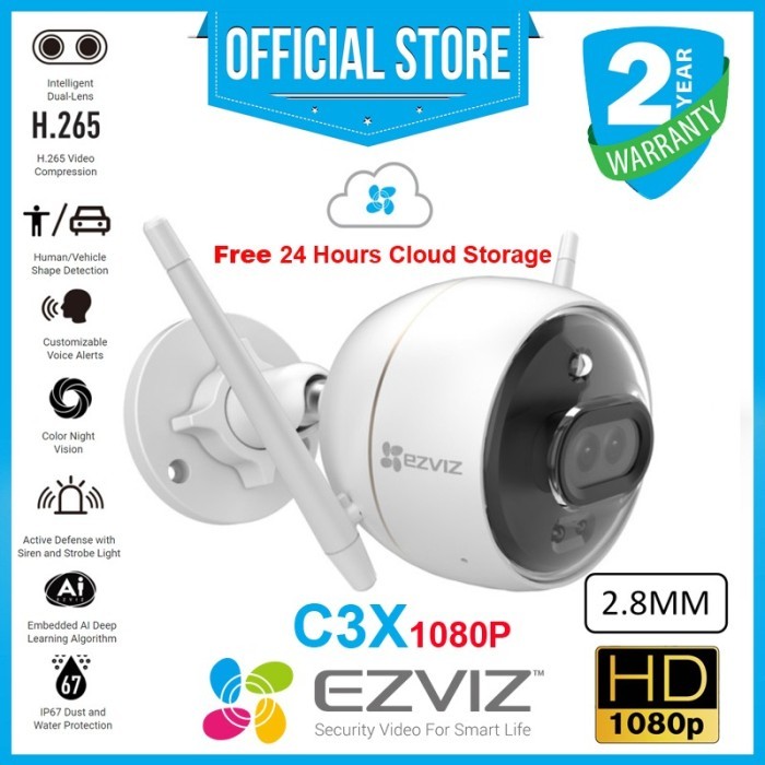 CCTV Wifi IP Camera EZVIZ C3X Dual Lens 1080p Color Night [OUTDOOR]