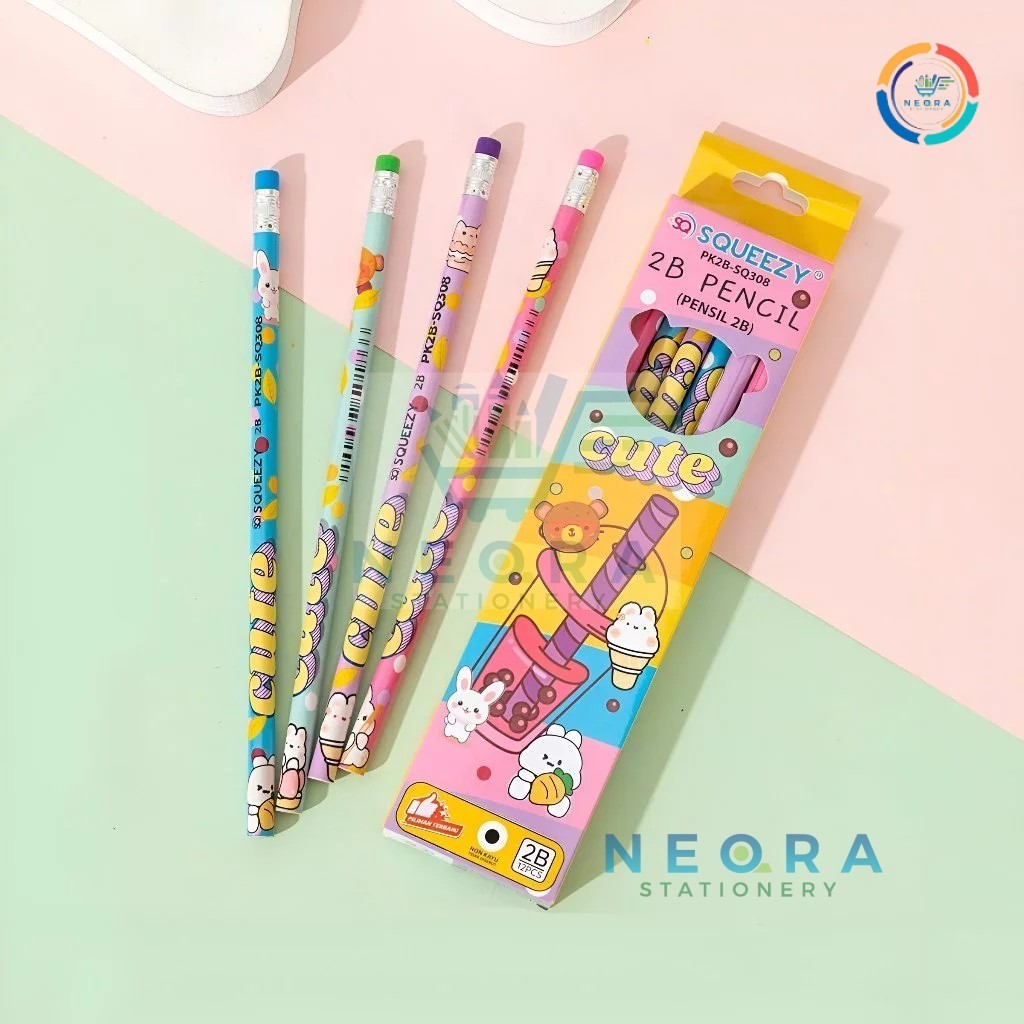 

Squeezy Pensil PK2B-SQ308 Cute + Penghapus | 1 Box = 12 Pcs