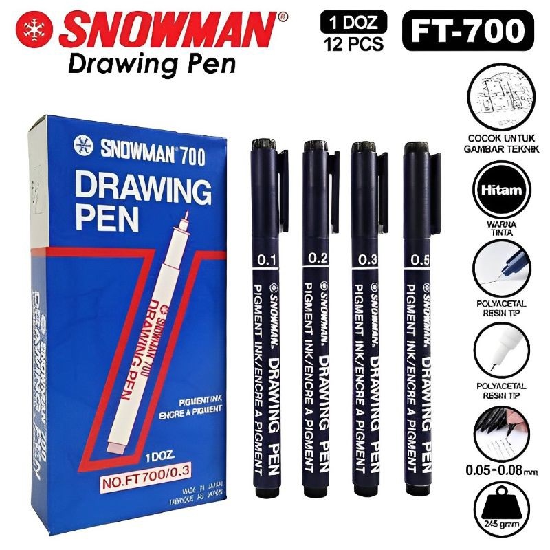 

4ds! Snowman Drawing Pen FT-700 0.1~ 0.8 (1Pak/12Pcs)