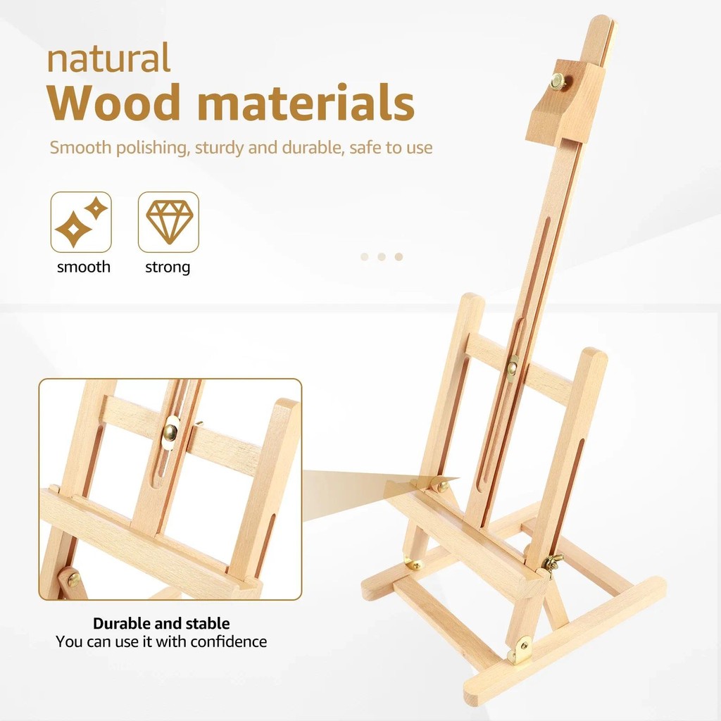 

Desktop Art Easel Foldable Tabletop Easel Stand Height and Angle Adjustable Wooden Small Easel Portable Mini Desktop Easel for