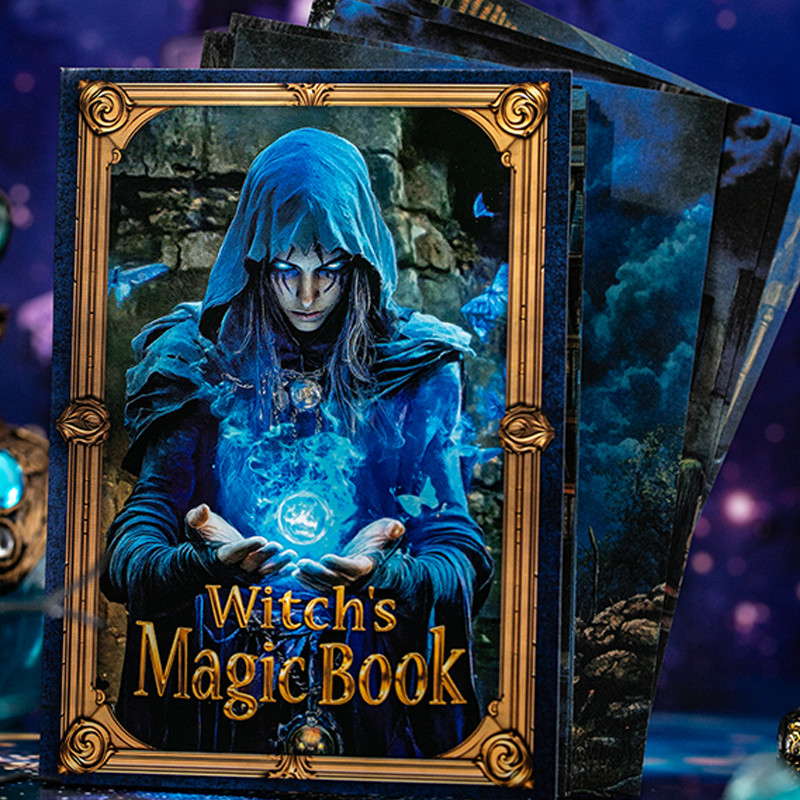 

Mr. Paper 50pcs Witch's Magic Book Series Magic-Themed Materials Paper Notebook DIY Collage Diary Album Postcard Calendar Cards