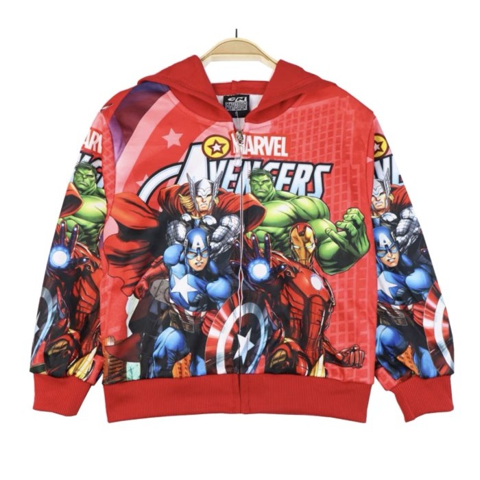 ✨LARIS✨ -Jacket Hoddie Anak Laki-Laik Motif Superhero Avengers/Spiderman import - Spideraman Biru, S