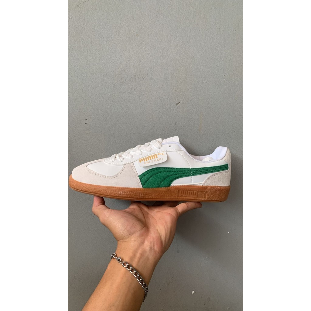 SEPATU PRIA - PUMA PALERMO -  WHITE LIST GREEN SOL GUM