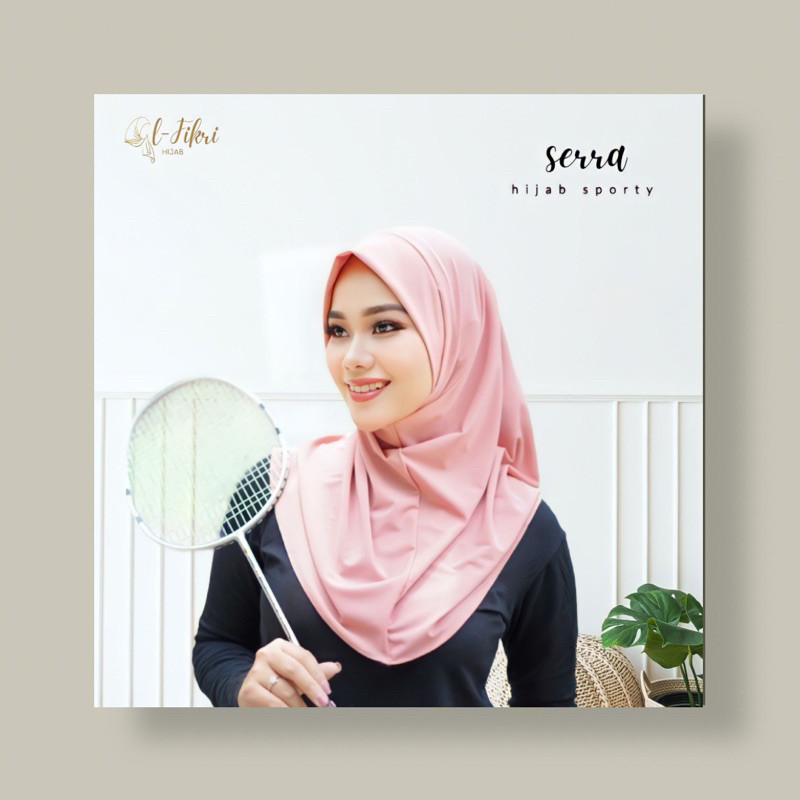 HIJAB INSTAN KERUDUNG SERRA MINI SPORTY (Jersey super Ada 2 lubang Telinga Untuk Insert Masker, Earp