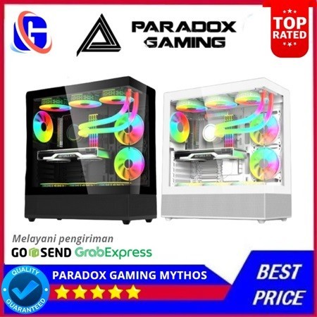 Paradox Gaming Mythos Advance Black & White | Casing PC ATX | CPU PC Case Gaming - Hitam