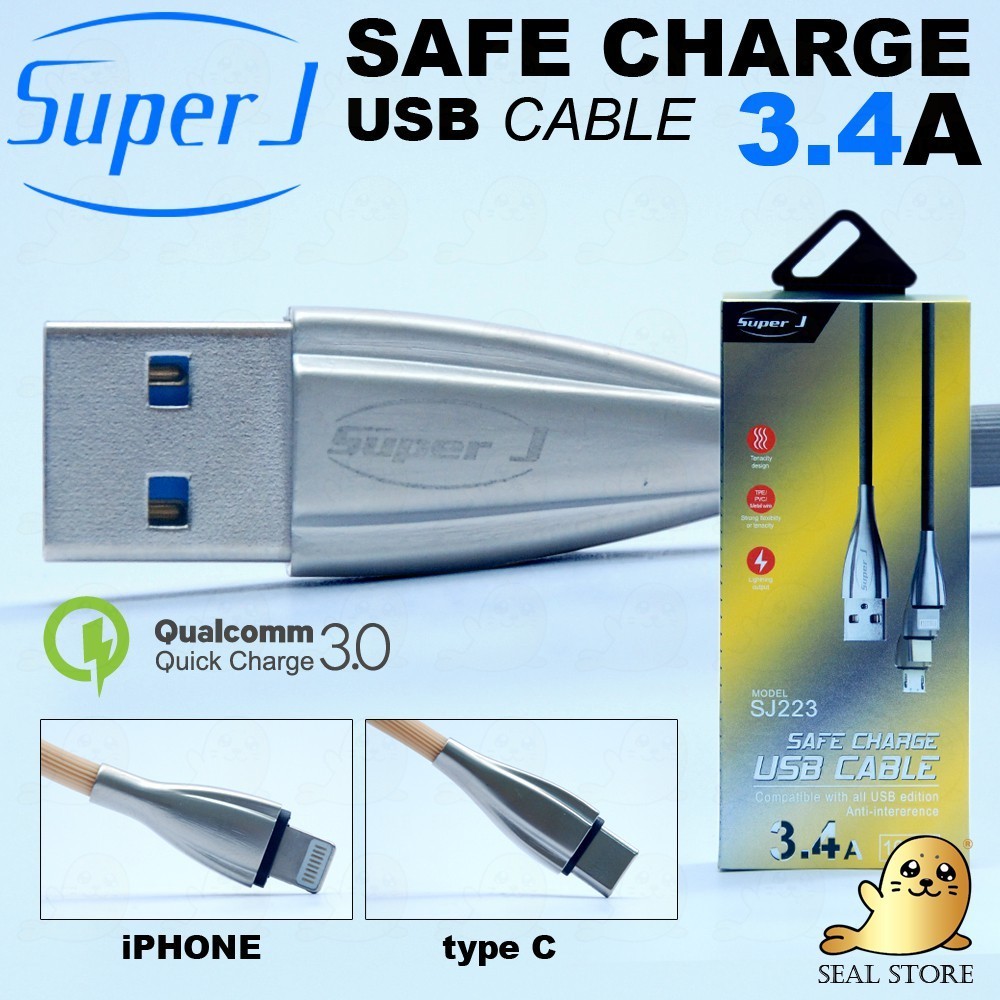 Kabel Data Android Super J Tipe C SJ-223 1 Meter 3,4A Fast Charging