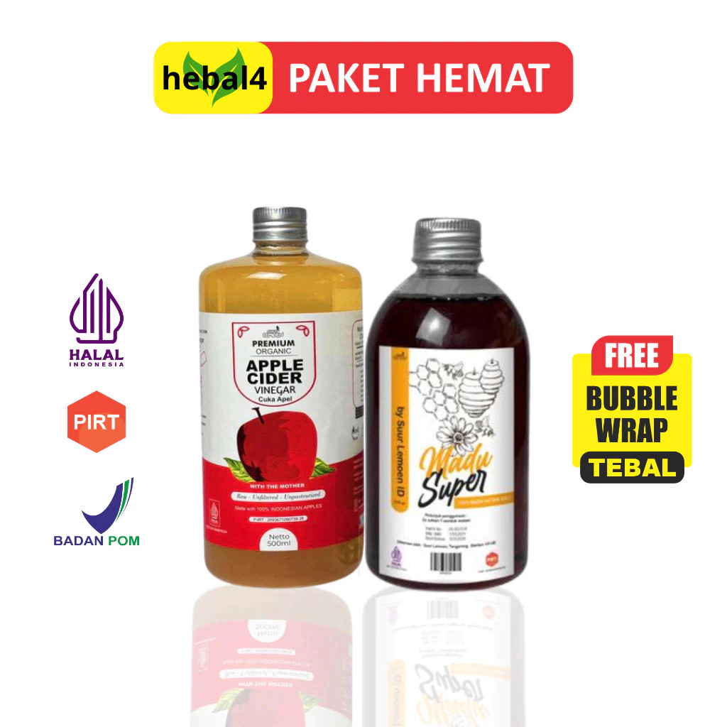 

Suur Lemeon - Paket Diet Sehat - Asam Lambung Bundling Cuka Apel 500ml dan Madu Hutan 350gr Asli - herbal4