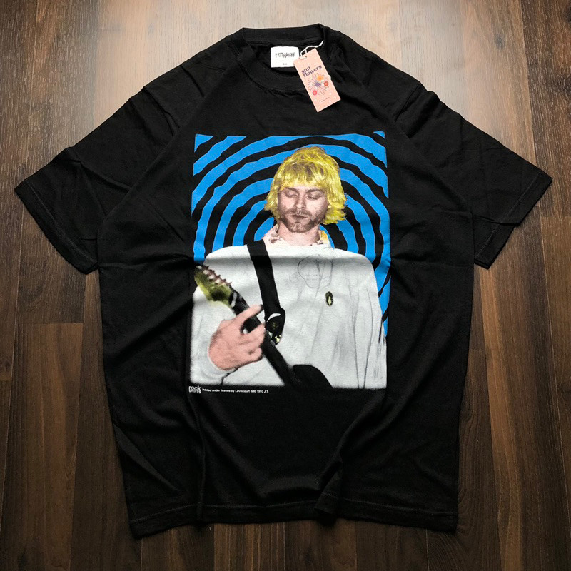 T-Shirt Kaos NIRVANA - Kurt Cobain Circle Hitam Bootleg Original premium