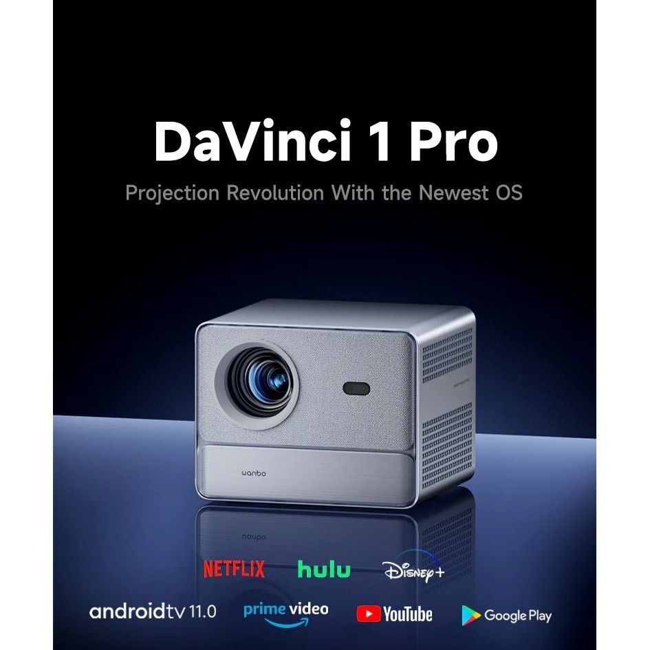 WANBO DaVinci 1 Pro Projector - 600 ANSI Lumens, Hitam
