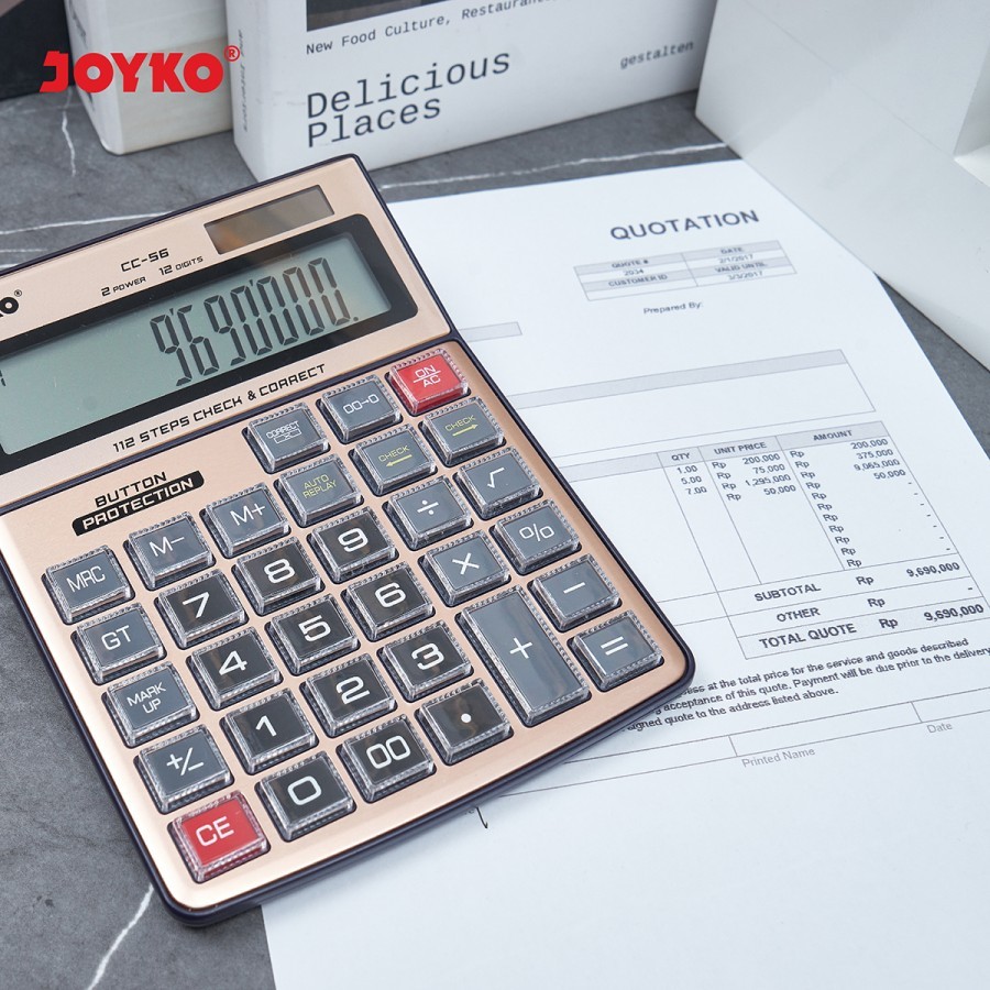 

HJK KALKULATOR CHECK / CEK ULANG JOYKO CC-56 CALCULATOR 12Digit ALUMUNIUM SURFACE & BUTTON