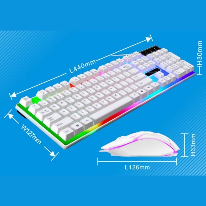 PAKET KEYBOARD GAMING + MOUSE GAMING RGB MIXIE + HEADSET GAMING W-160 - Putih