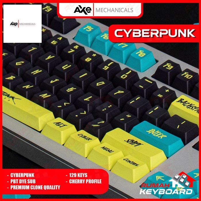KEYCAP - KEYCAPS - CHERRY - CYBERPUNK YELLOW - PBT - DYE SUB - NOVELTY