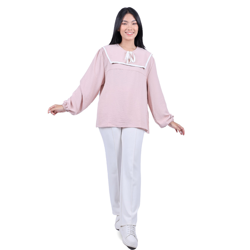 Ohya Kemeja Blouse Atasan Wanita Kekinian Azure Peach