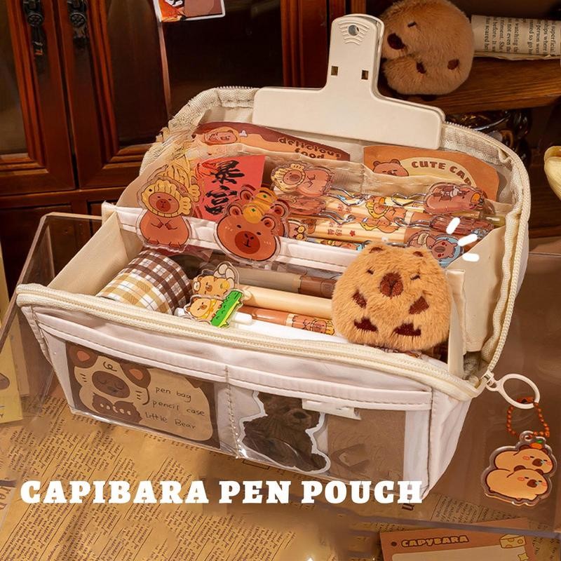 

Capybara Print Pencil Case Multi-functional Large Capacity Pen Bag 9 Layers Stationery Storage Pouch Office School Supplies
