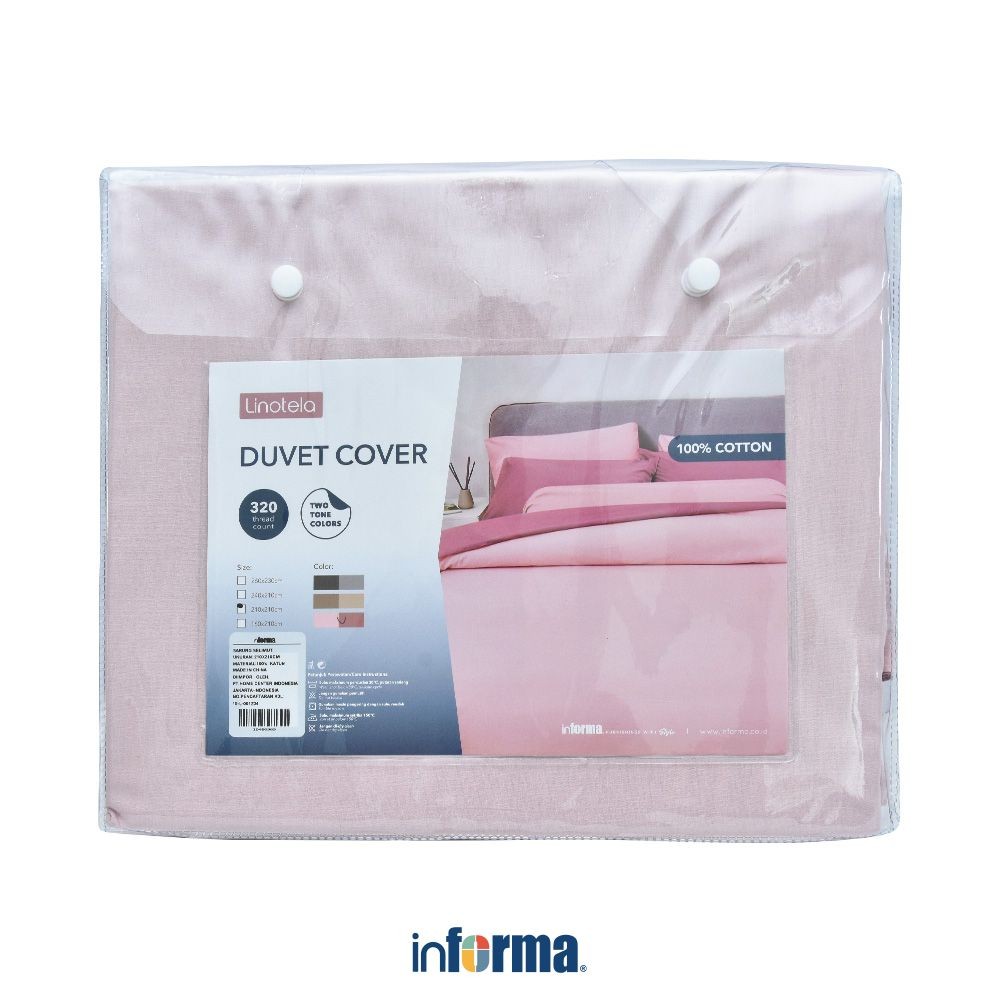 Informa Linotela 260x230 cm Duvet Cover Two Tone - Pink Rose Sarung Alas Tidur Serbaguna Bedroom Acc