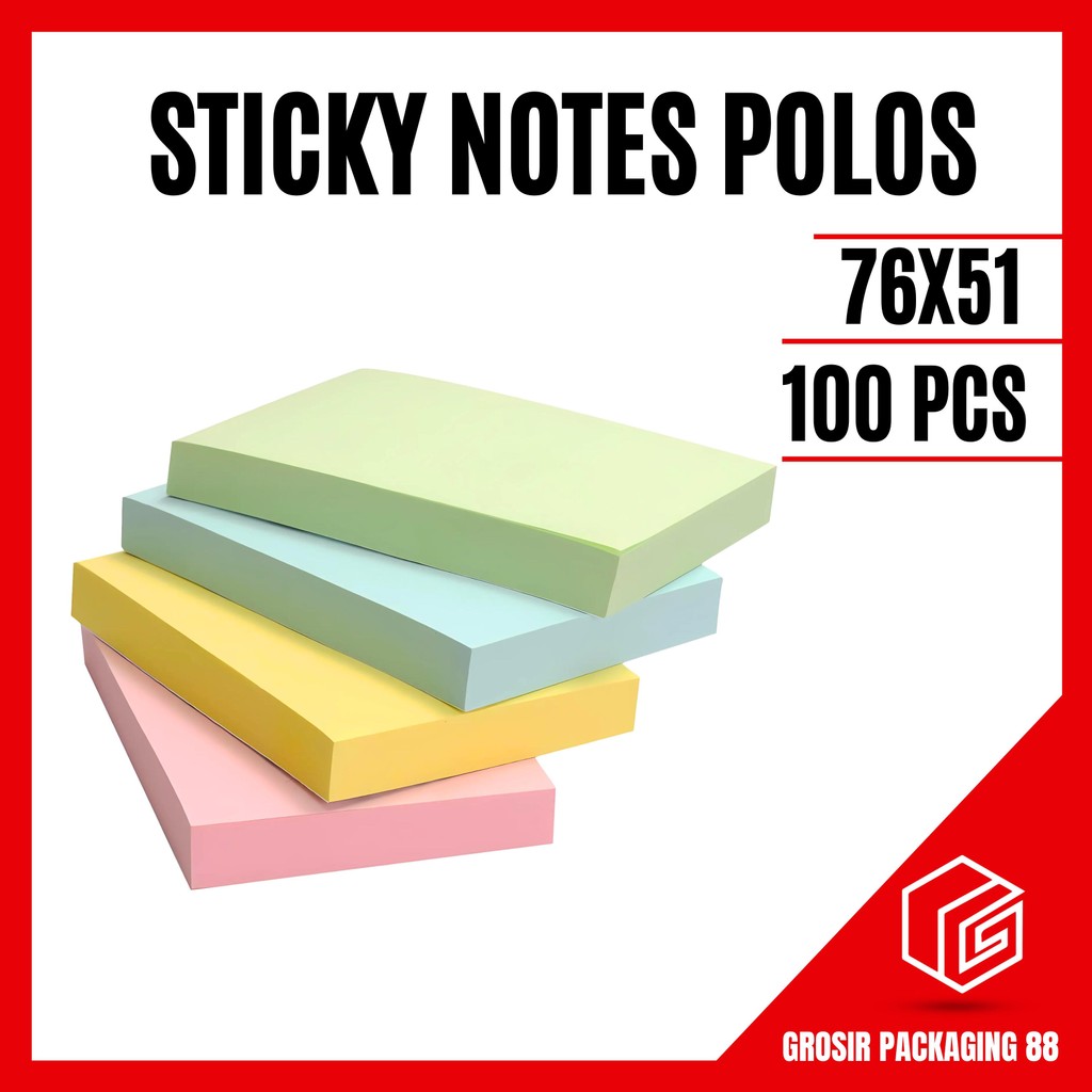 

Sticky Notes Memo 76x51 Polos Penanda Pengingat Kertas Buku Tempel 100 Lembar Perlengkapan Kantor Sekolah ATK Note Pad