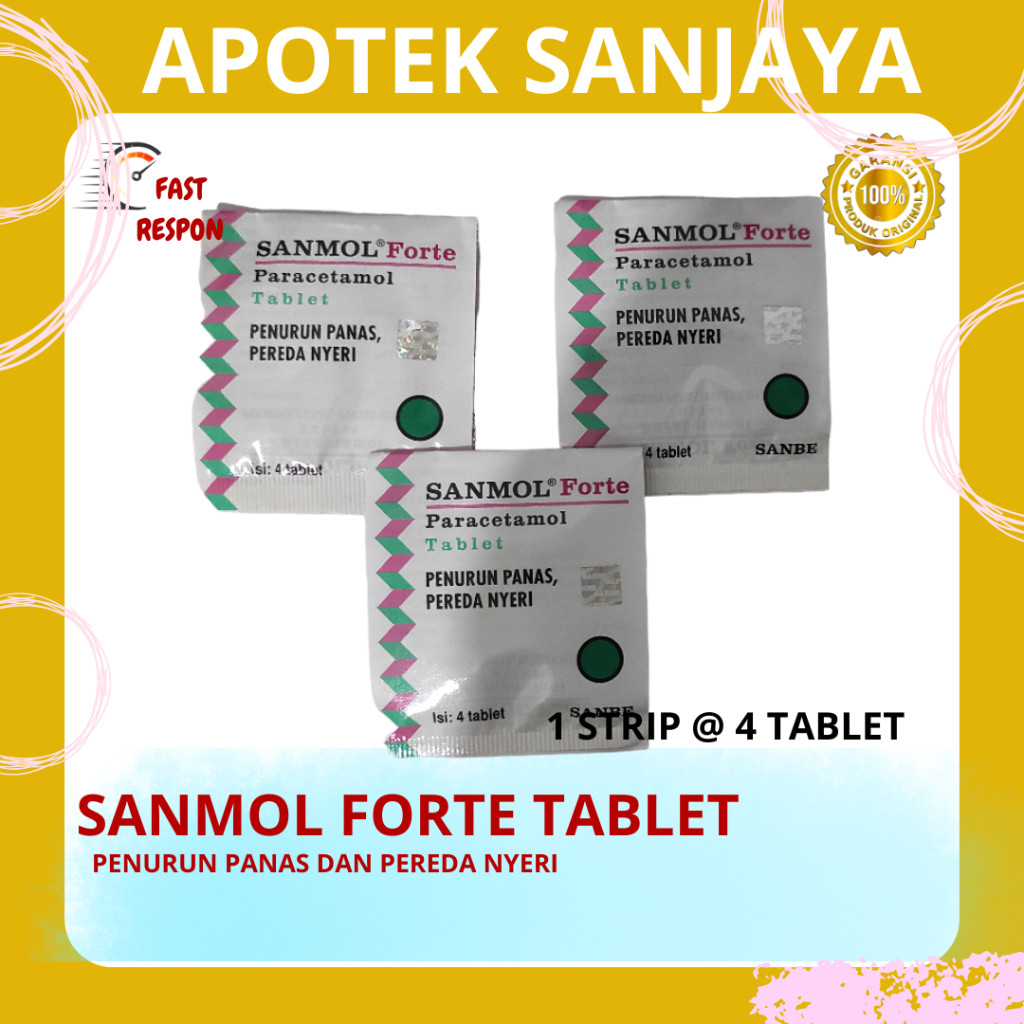 SANMOL TABLET / SANMOL FORTE / PARACETAMOL / PENURUN PANAS / ISI 4 TABLET