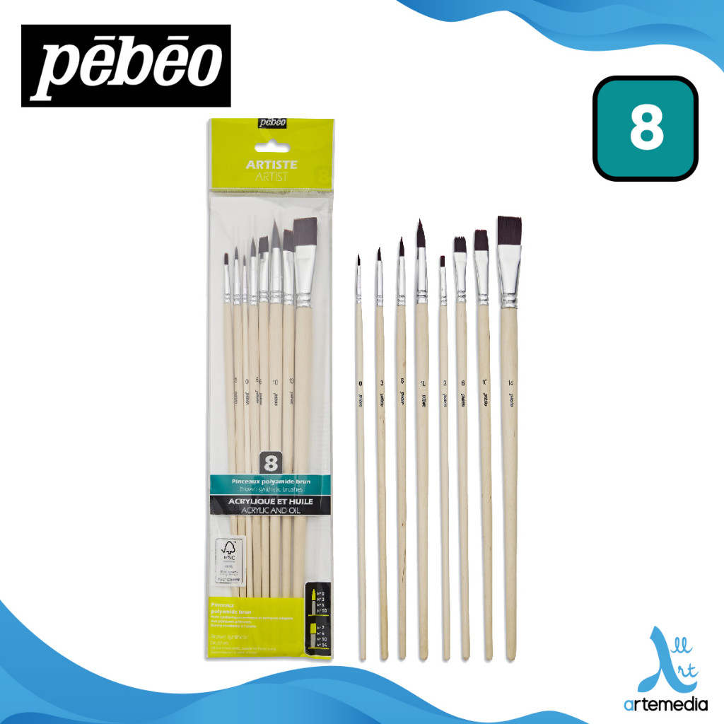 

Gramedia Surabaya - Pebeo Brown Synthetic Oil and Acryllic Brush Set
