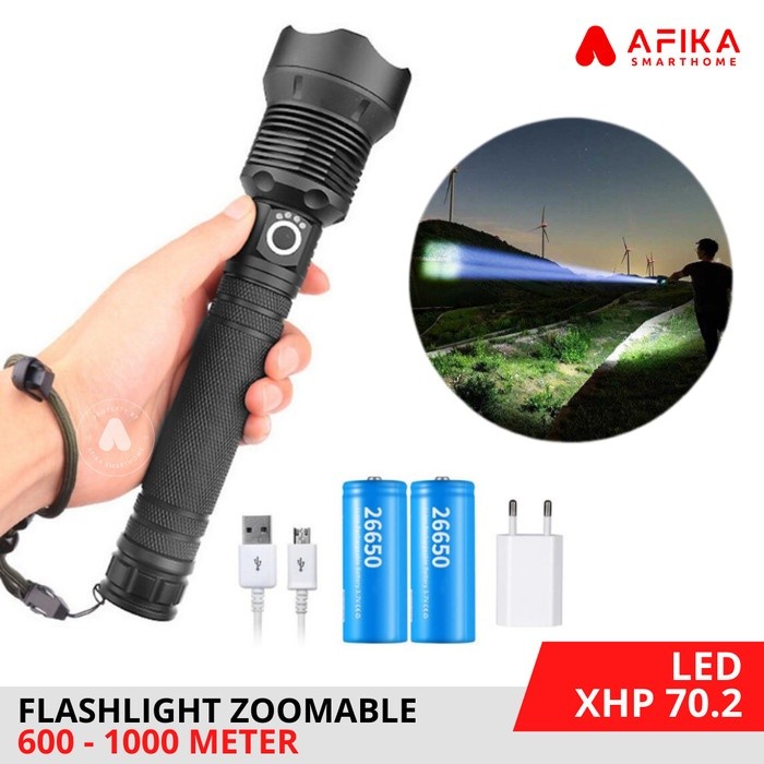 Senter LED Panjang Jarak Jauh Super Terang Anti Air Jarak 600 - 1000 Meter