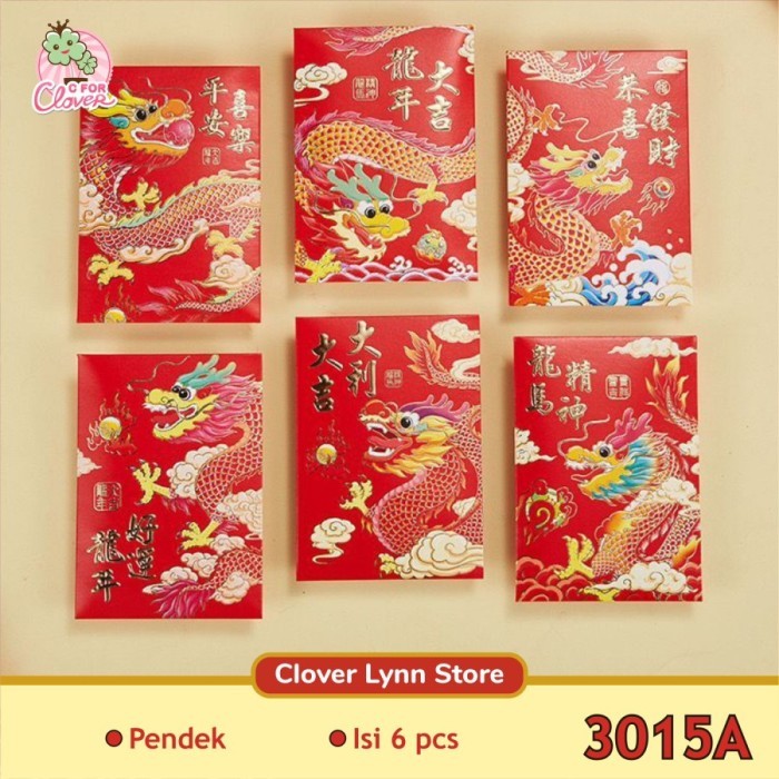 

ANGPAO 3D PANJANG ISI 6 DRAGON imlek tahun naga hongbao kuping imut - PDK 3015A