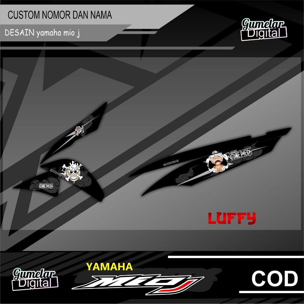 STRIPPING SIMPEL YAMAHA MIO J MONKEY D LUFFY GEAR 5 ONE PIECE SUDAH DI CUTTING TINGGAL TEMPEL