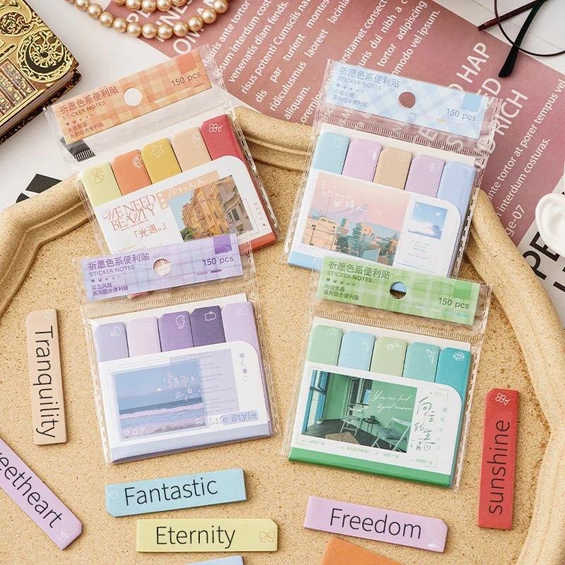 

150PCS Colorful Index Creative Memo Pads Self-Adhesive Stickers Posted It Sticky Note Pads Office Supplies School Stationery