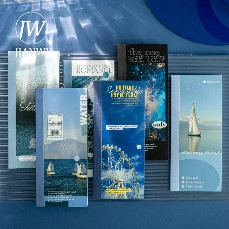 

JIANWU about Blue Series Literary Scene Landscaping Material Collage Memo Pad Creative DIY Journal Scrapbooking Stationery