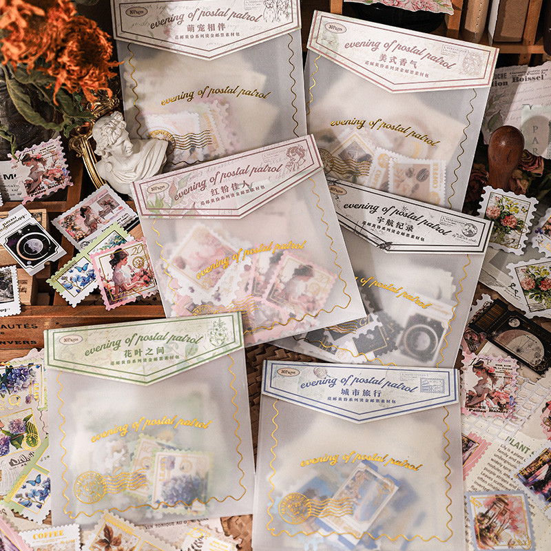 

12PCS/LOT Evening Post Patrol series cute lovely retro decorative Adhesive art paper memo pad