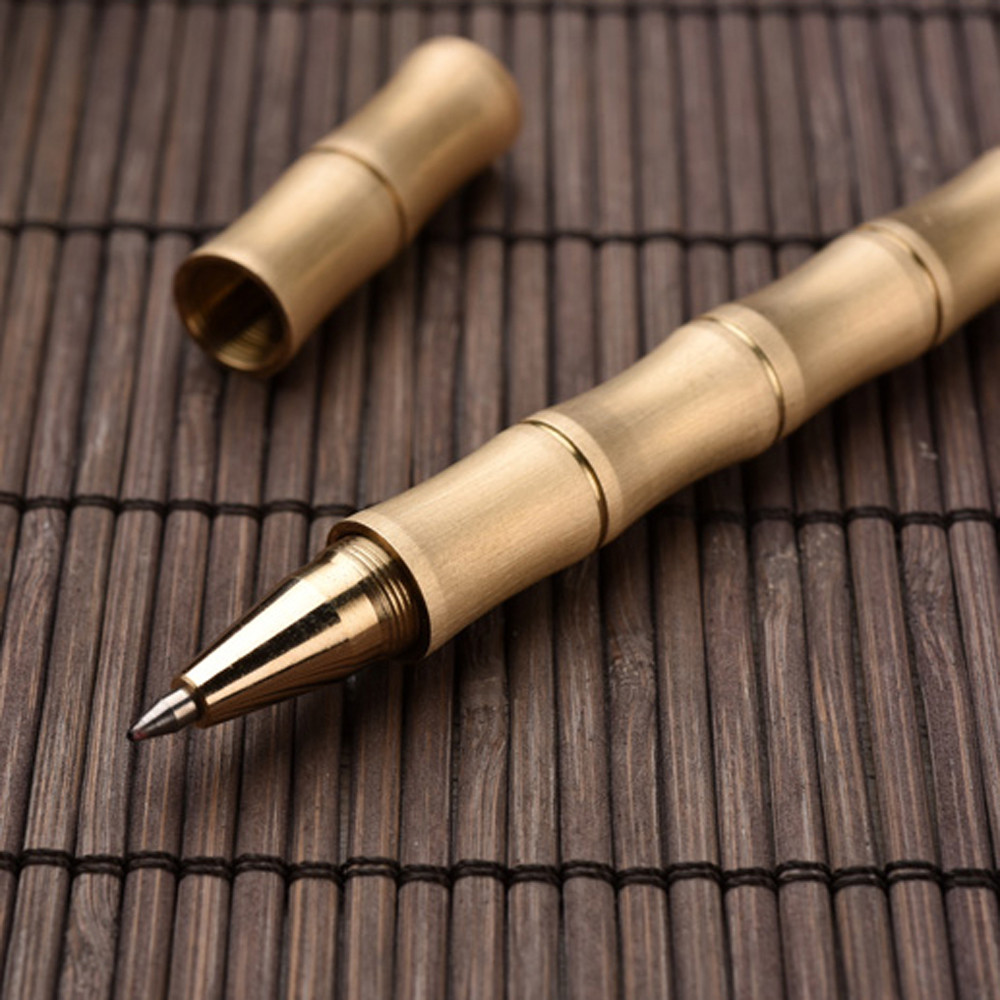 

Brushed Detachable bamboo Rollerball Pen GOLDEN matte golden metal Stationery Office school supplies Writing
