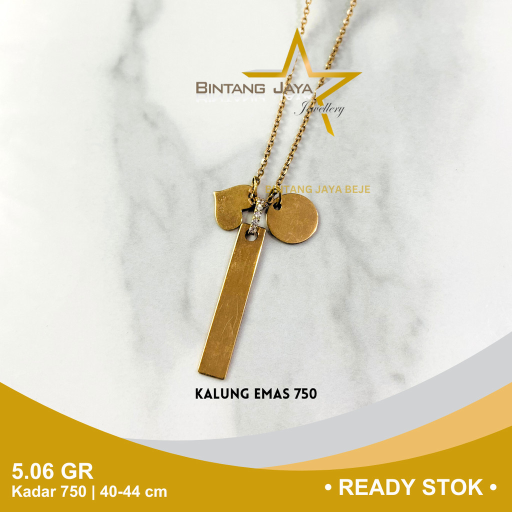Kalung Emas Rosegold Kadar 750 17K Panjang 40-44 CM Berat 5.06 gr gram Model Rantai Elli Plat Love B